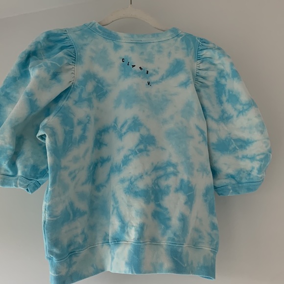 CLARE V. Puff Sleeve Sweatshirt - Light Blue Tie Dye - Picture 8 of 13